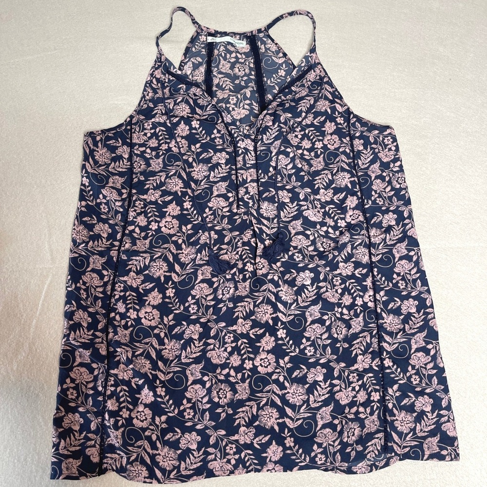Maurices‎ Blue Purple Floral Tassel Tank Top Women Large